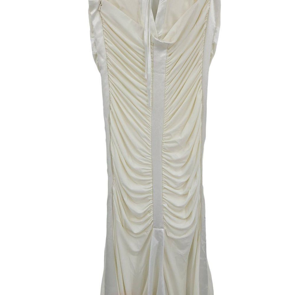 Vtg 80s Jessica McClintock Wedding Dress Gown Sz 8 Ivory Bodycon Fishtail Halter - Picture 12 of 16